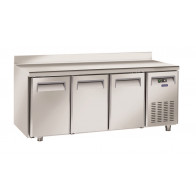 Tavolo Refrigerato TROPICALIZZATO GN1/1 in acciaio inox Refrigerazione ventilata MOTORE REMOTO 3 Porte in acciaio inox Modello QN3200SG con alzatina
