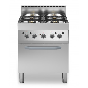 Cucina a gas 4 fuochi MDLR Modello F6570CFGEB Forno elettrico ventilato con porta in acciaio