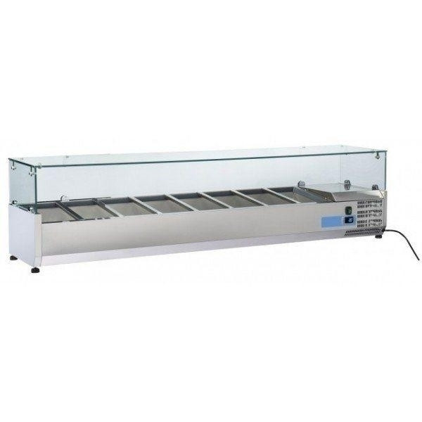 Vetrina refrigerata porta bacinelle Modello VRX18/38 in acciaio INOX Compatibile con vaschette 8 x GN1/3