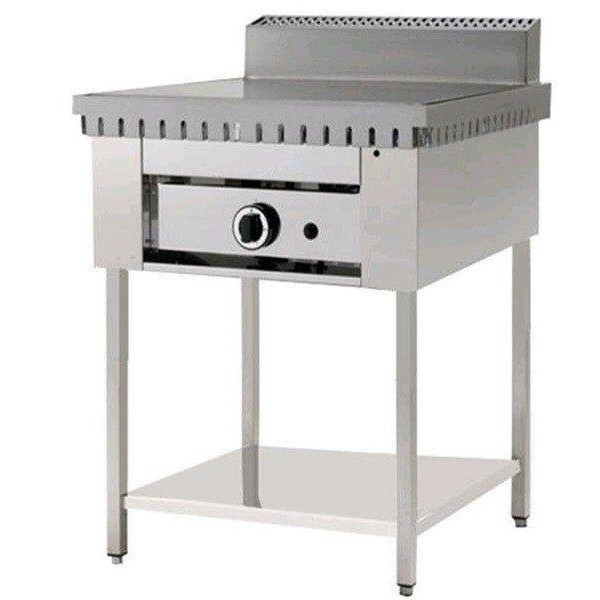 Cuocipiada a gas PL Modello CP4 su trespolo Piana al cromo su gambe in acciaio inox Capacità 4 piadine