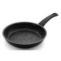 Padella con rivestimento interno in pietra lavica Esterno in vernice PTFE nero Manico saldato in BACHELITE Compatibile con cucina a induzione Dim- ø cm. 32 Modello PI6332IN