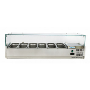 Vetrina refrigerata per pizza in acciaio INOX AISI 201 ForCold Modello VRX1400-330-FC 6 x GN1/4