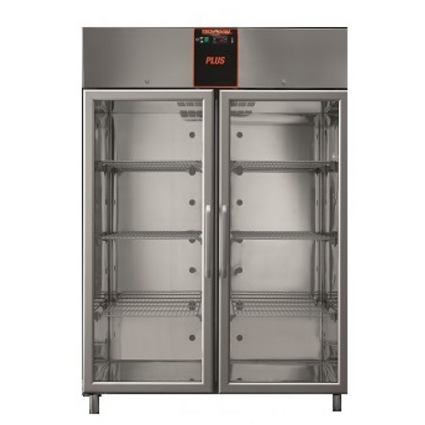 Armadio Frigo Refrigerato tropicalizzato Modello AF14PKPLUSMTNPV In acciaio inox temperatura positiva GN 2/1 con porta a vetro