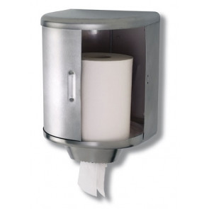 Dispenser di carta in rotolo industriale MDC Acciaio Inox Satinato antivandalico adatto a bagni comuni Capacità: circa 600 salviette Modello DT0303CS