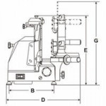 Affettatrice verticale Modello MIRRA 275 C VERT. Motore watt 147 ventilato Hp 0,20 Spessore di taglio mm 13 Piatto mm 230x235