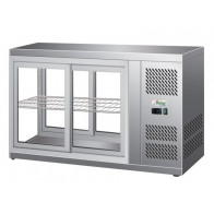 Vetrina refrigerata da banco snack Modello G-HAV91 Vetro dritto e portine scorrevoli da entrambi i lati