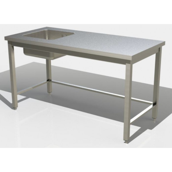 Tavolo da lavoro Acciaio Inox Senza alzatina Con Vasca Con telaio/cornice Modello GSR1VS/D098