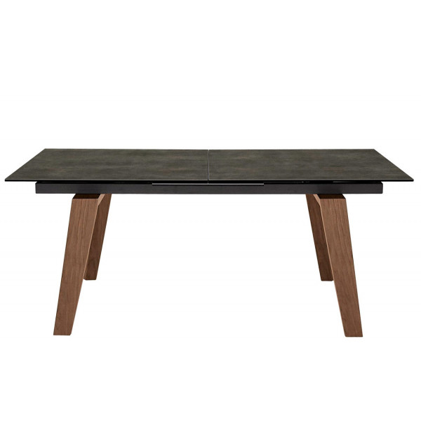 Tavolo da interno TESR Struttura in metallo verniciato, gambe in legno, piano allungabile in vetroceramica spessore 11 mm. Modello 1608-TOP1
