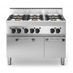 Cucina a gas 6 fuochi MDLR Modello F65110CFGB Forno a gas con porta in acciaio e armadio neutro