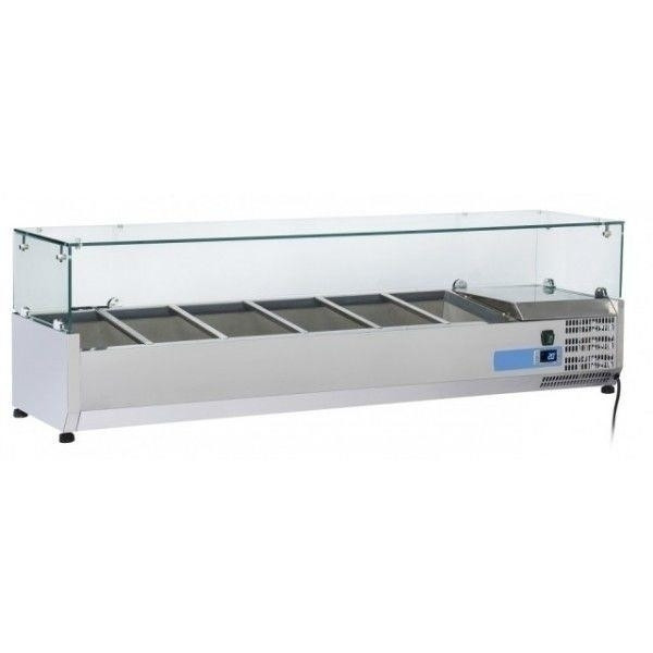 Vetrina refrigerata porta bacinelle Modello VRX15/38 in acciaio INOX Compatibile con vaschette 5 x GN1/3 + 1 x GN1/2