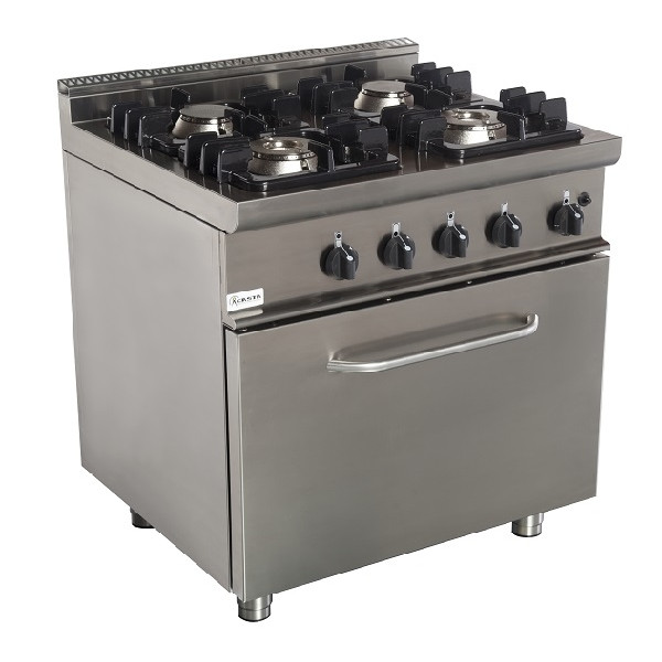 Cucina a gas 4 Fuochi CI Modello RisCu047 con Forno elettrico statico GN 2/1 cm L 68,5 x P 53 x 35 H Potenza Gas 18 kW