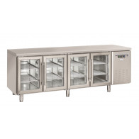 Tavolo Refrigerato Modello SRG4100 Refrigerazione ventilata 4 Porte autochiudenti in vetro