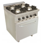 Cucina a gas 4 Fuochi CI Modello RisCu042 con Forno a gas statico GN 2/1 cm L 68,5 x P 53 x 35 H Potenza Gas 25.9 kW
