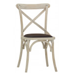 Sedia da interno TESR Struttura in legno effetto anticato, seduta in ecopelle o rattan. Modello 1722-SU22