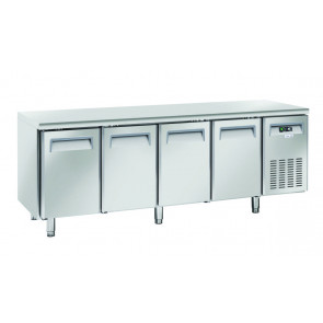 Tavolo Refrigerato TROPICALIZZATO GN1/1 in acciaio inox Refrigerazione ventilata 4 Porte in acciaio inox Modello QN4100