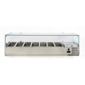 Vetrina refrigerata per pizza in acciaio INOX AISI 201 ForCold Modello VRX1500-330-FC 7 x GN1/4