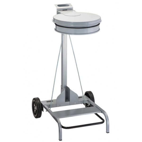 Portasacco mobile metallo GRIGIO con coperchio e pedale MDL Per sacchi da 110 litri Modello Contimobile 601043