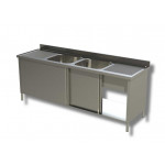 Lavello/Lavatoio Armadiato Acciaio Inox Due Vasche due Sgocciolatoio Modello A2V2G207