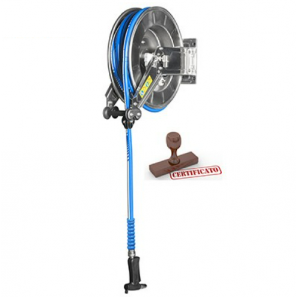 Gruppo lavaggio con avvolgitubo in acciaio inox (20m), pistola nito e tubo con certificazione alimentare MNL Modello SR000000033X