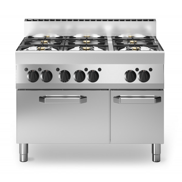 Cucina a gas 6 fuochi MDLR Modello F65110CFGB Forno a gas con porta in acciaio e armadio neutro
