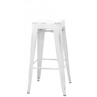 Sgabello impilabile da interno TESR Struttura in metallo verniciato Effetto anticato Modello 1295-BT03