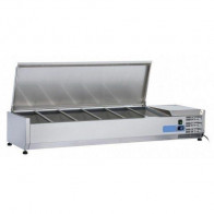 Vetrina refrigerata porta bacinelle Modello VRX15/38SS in acciaio INOX Compatibile con vaschette 5 x GN1/3 + 1 GN 1/2
