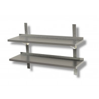 Mensole doppie complete con cremagliere e staffe Piano in acciaio inox Alzatina posteriore Modello SMD0003