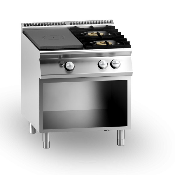 Cucina tuttapiastra gas+2 fuochi MDLR Vano aperto Modello CL7080TPPCGB