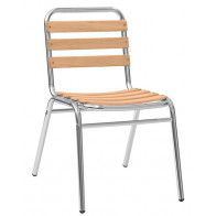 Sedia da esterno impilabile TESR Struttura in alluminio anodizzato, Ć 28 x 1,8 mm, doghe in legno di rovere Modello 040-ALW07