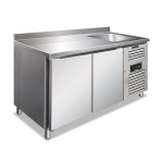 Tavolo frigo ventilato con lavello e alzatina Modello CLV2200TN Due porte