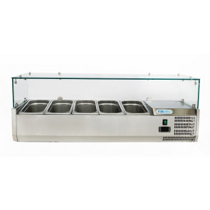 Vetrina refrigerata per pizza in acciaio INOX AISI 201 ForCold Modello VRX1200-330-FC 5 x GN1/4