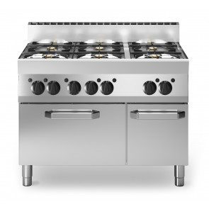 Cucina a gas 6 fuochi MDLR Modello F65110CFGB Forno a gas con porta in acciaio e armadio neutro