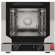 Forno elettrico ventilato a convezione con umidificazione indiretta per gastronomia, panetteria pasticceria Modello EKF423NU Capacità n.4 teglie/griglie cm 42,9x 34,5 Potenza Kw 2,8 Apertura a ribalta