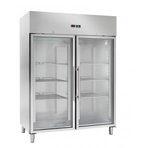 Armadio Frigo Refrigerato tropicalizzato Modello AK1414TNG Porta a vetro temperatura normale acciaio inox