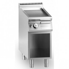 Fry top a gas piastra rigata cromata MDLR Vano aperto Modello CL9040FTRGSCR