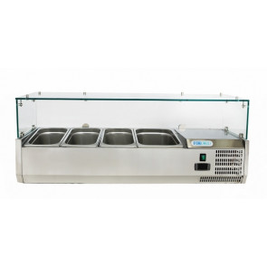Vetrina refrigerata per pizza in acciaio INOX AISI 201 ForCold Modello VRX1200-380-FC 3x GN1/3 + 1x GN1/2