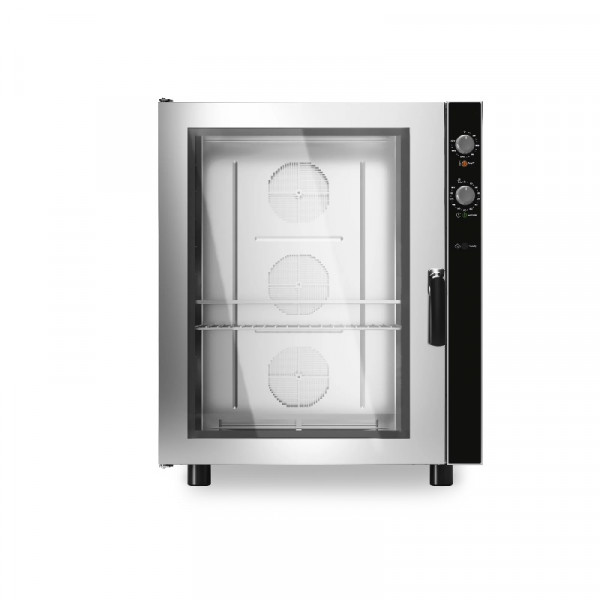 Forno elettrico a convezione con umidificatore MDLR per gastronomia Apertura a bandiera Modello GEU1011