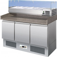 Tavolo refrigerato/Banco Pizza Statico Modello S903PZ+RI14038V GLASS tre porte