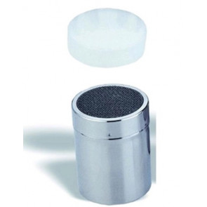 Dosaspezie in acciaio inox con tessuto e coperchio in plastica Dimensioni ø cm. 7x9,6h Modello 348-001