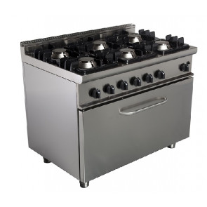 Cucina a gas 6 Fuochi CI Modello RisCu062 con Forno maxi a gas statico cm L 93 x P 53 x 35 HPotenza Gas 48 kW