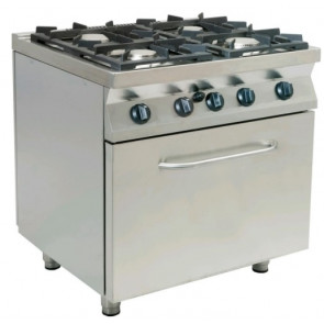 Cucina a gas 4 Fuochi CI Modello RisCu032 Forno gas GN 2/1 cm L 68,5XP53,0Xh35,0H Potenza Gas 28,5 kW