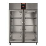 Armadio Frigo Refrigerato tropicalizzato Modello AF14PKPLUSMTNPV In acciaio inox temperatura positiva GN 2/1 con porta a vetro