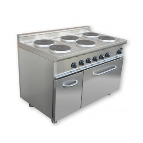 Cucina elettrica 6 Piastre CI Modello RisCu056 Forno elettrico statico cm L 54,5 x P 53 x 35 H Vano neutro con porta Potenza 26,18