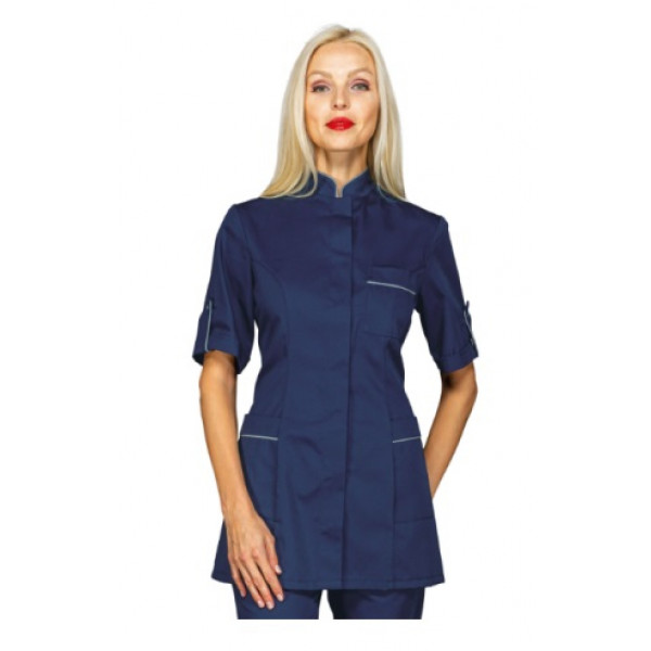 Casacca Antigua da donna MANICA CORTA 65% Poliestere 35% Cotone BLU + GRIGIO Disponibile in diverse taglie Modello 003002M