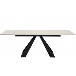 Tavolo da interno TESR Struttura in metallo verniciato, piano allungabile in cristallo e melammina antigrafﬁo spessore 11 mm Modello 1665-TF22