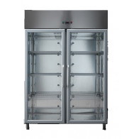 Armadio Frigo Refrigerato In acciaio inox GN2/1 Modello AF14PKMTNPV Monoblocco temperatura positiva vano unico due porte a vetro