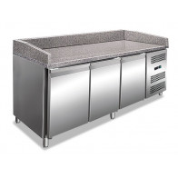 Banco pizza refrigerato EKF in acciaio inox AISI 201 Modello PZ3600TN Ventilato 3 porte refrigerate