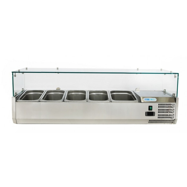 Vetrina refrigerata per pizza in acciaio INOX AISI 201 ForCold Modello VRX1400-380-FC 4x GN1/3 + 1x GN1/2