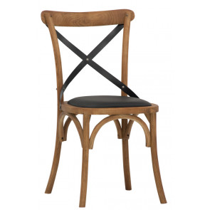 Sedia da interno TESR Struttura in legno e metallo, effetto anticato, seduta in ecopelle o rattan. Modello 1721-SU21