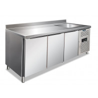 Tavolo frigo ventilato con lavello e alzatina Modello CLV3200TN Tre porte